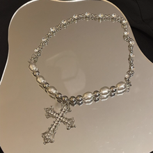 Load image into Gallery viewer, PEARL CROSS NECKLACE
